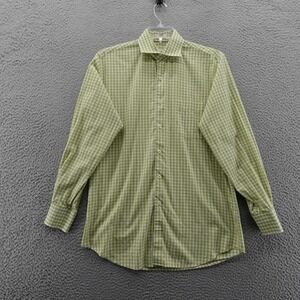 Peter Millar Mens Medium Long Sleeve Button Up Shirt Green Gingham‎ Check